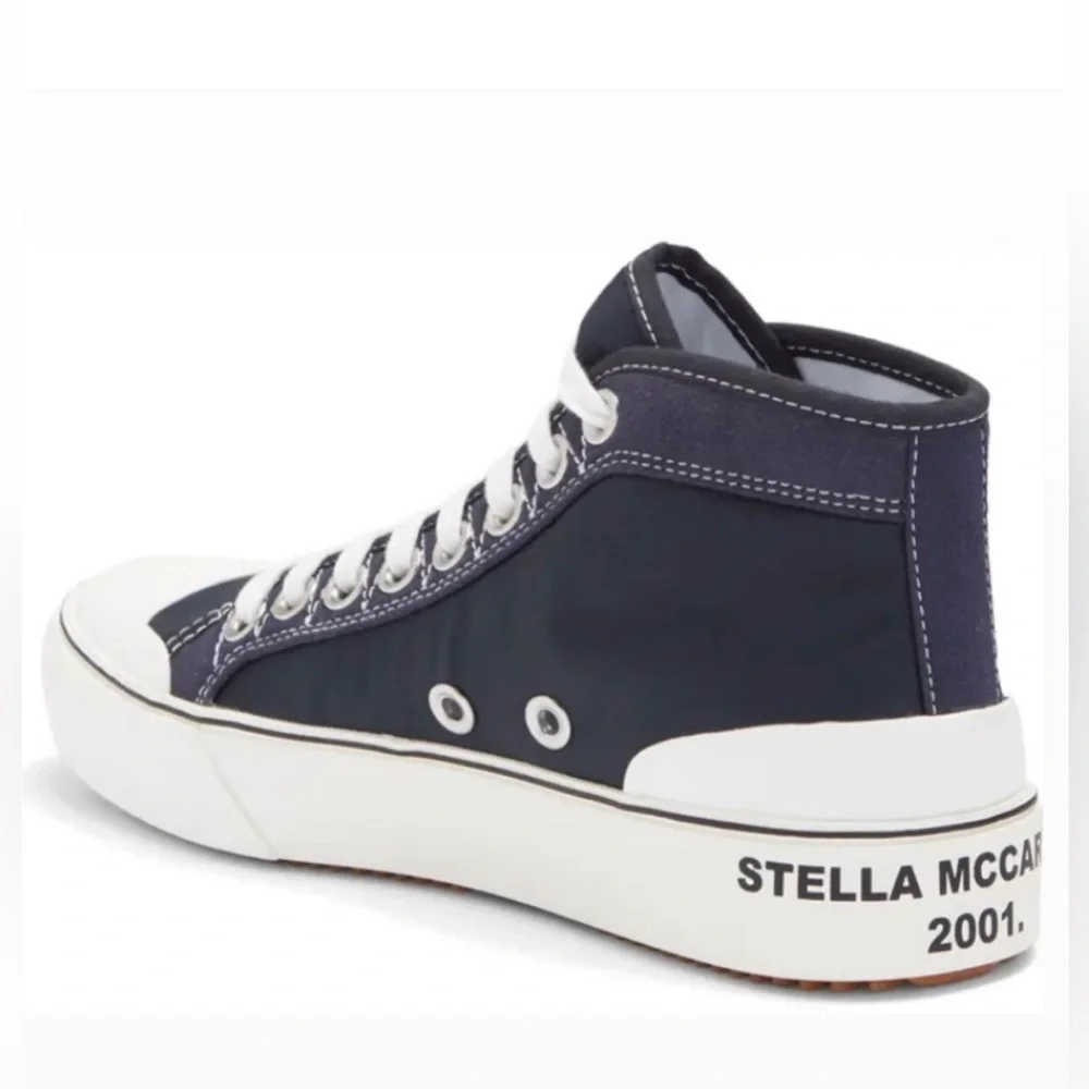 Stella McCartney Womens Logo High-Top Sneakers Dark Navy Blue -LEFT SHOE ONLY